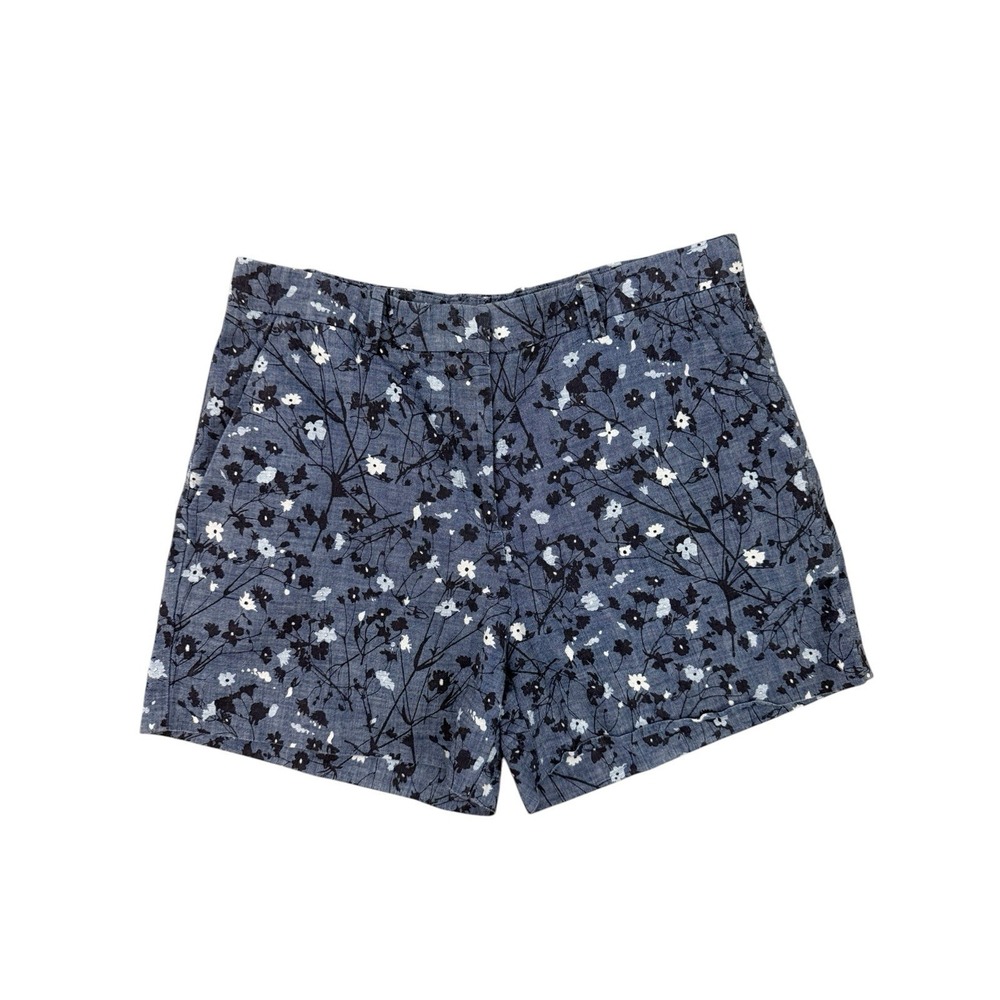 GAP Women's Floral Blue Chambray SHORTS 6 3.5" Tailored Preppy Casual Cotton